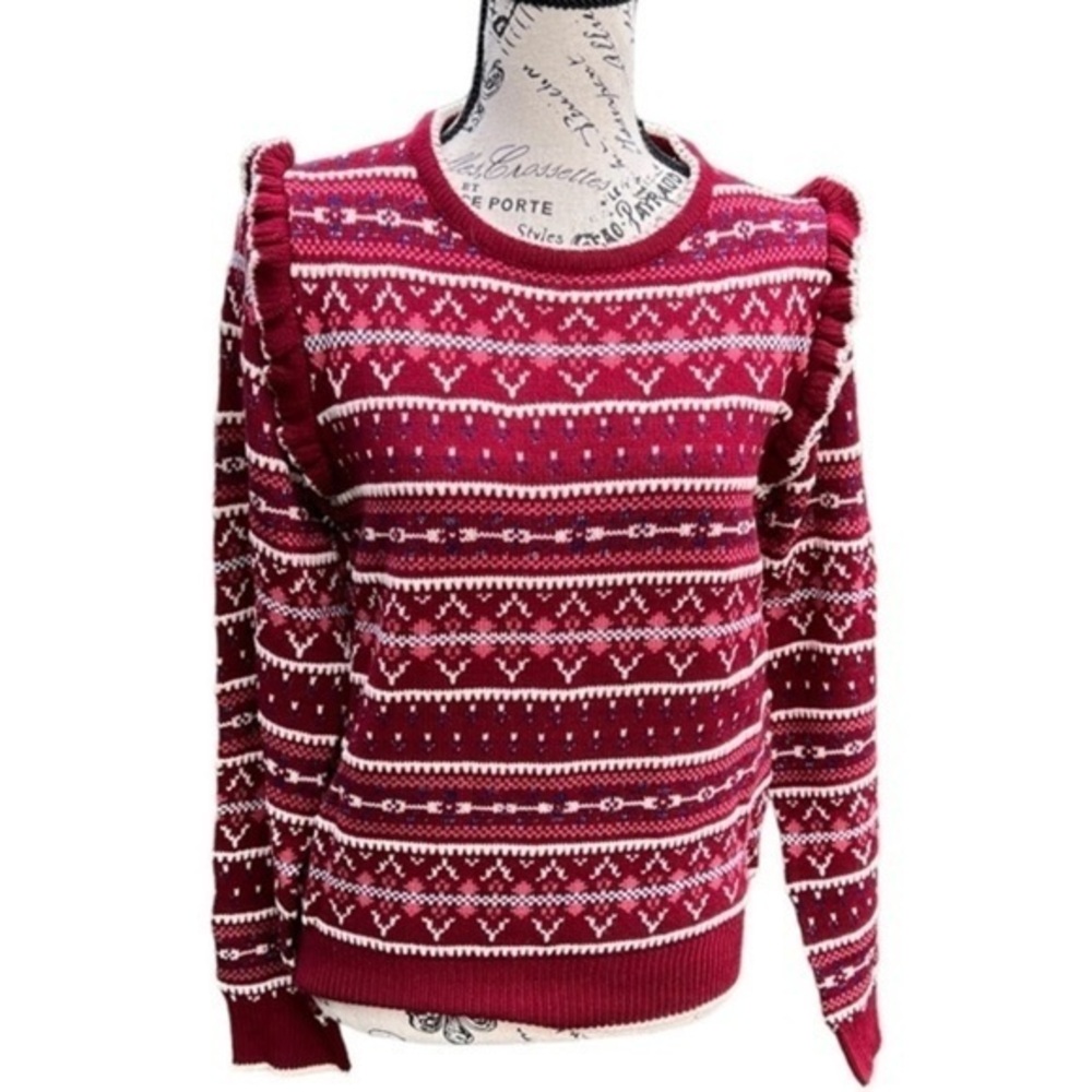 Lasting Memories Burgundy Multi Sweater MOLLY BRACKEN Size Medium